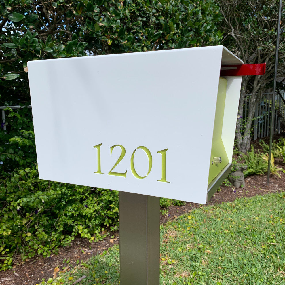 UpTown Box with Locking doors. Modern Pole Mounted Mailbox, Pole not included.,