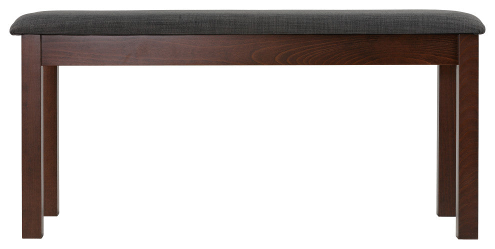 Cortesi Home Rosco Dining Bench, Charcoal Fabric, Walnut Finish 40"