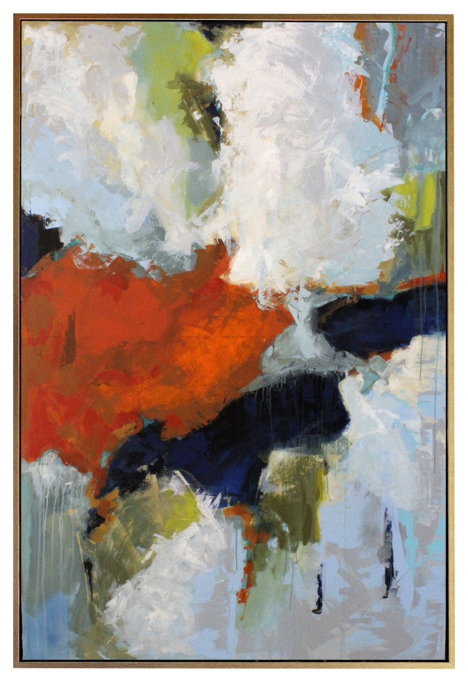 Retrograde Framed Canvas Art Hand Painted Abstract Gold
