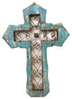 San Antonio Wall Cross-Handmade-Solid Wood-Hand Painted, Turquoise
