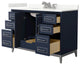Marlena 48" Dark Blue Single Vanity, Quartz Top, 3-Hole, Nickel Trim
