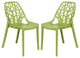 Leisuremod Cornelia Hollow Back Dining Side Chair, Set of 2, Green