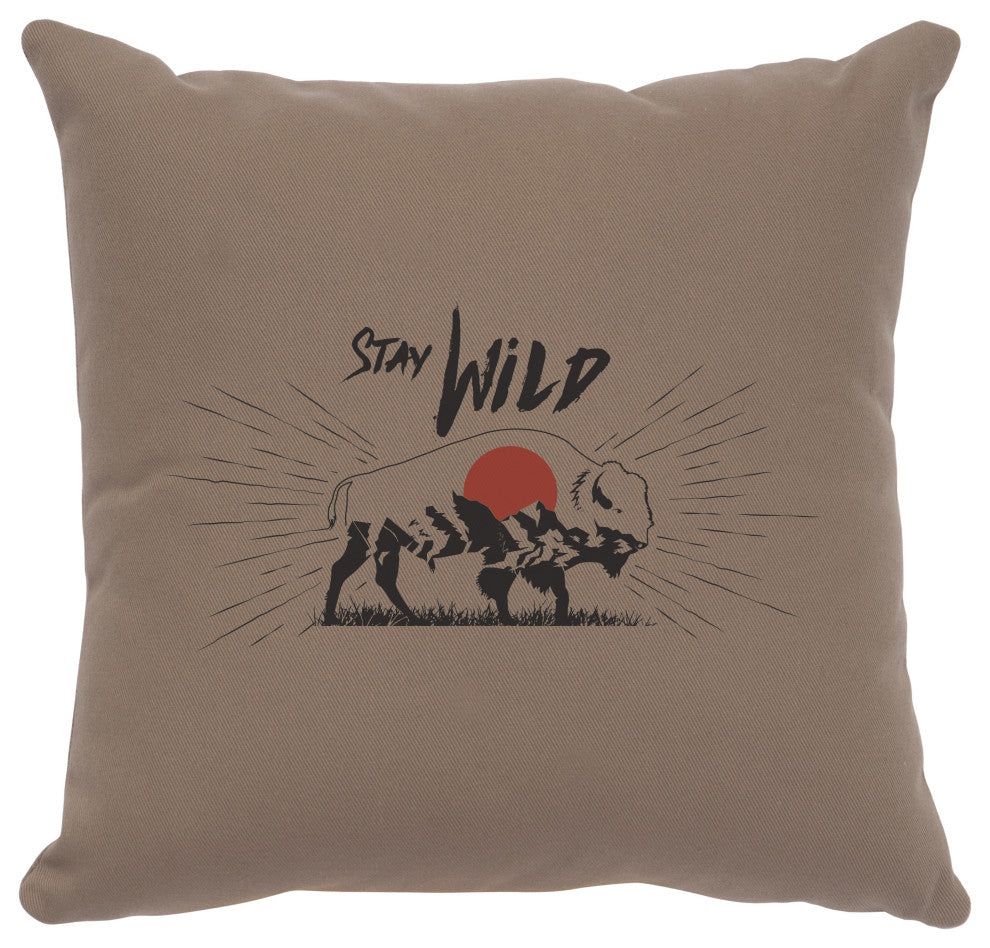 Image Pillow 16x16 Stay Wild Cotton Taupe