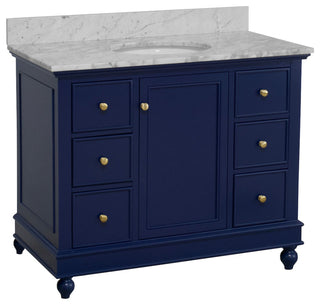 Bella 42" Bathroom Vanity, Royal Blue, Carrara Marble