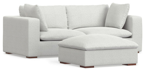 Jasmine 2-Seater Modular Sofa and Ottoman Set in Performance Fabric, Cloud Gray