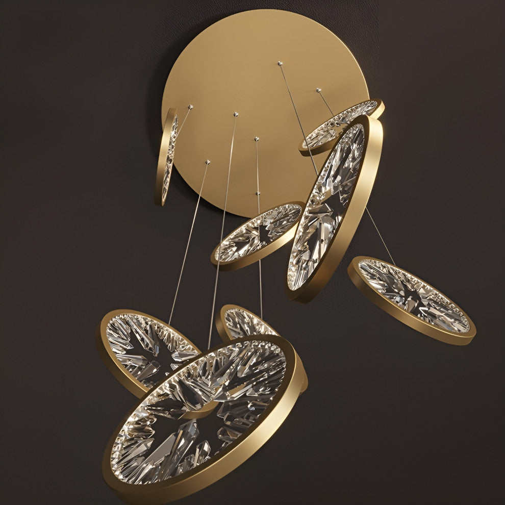 Bezaudun-les-Alpes | Gold Rings Crystal Chandelier, L1