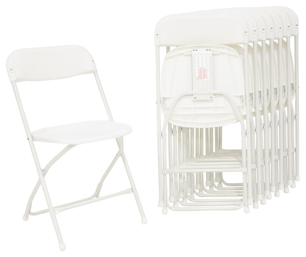 Celebration Poly Folding Chair, White With White Frame