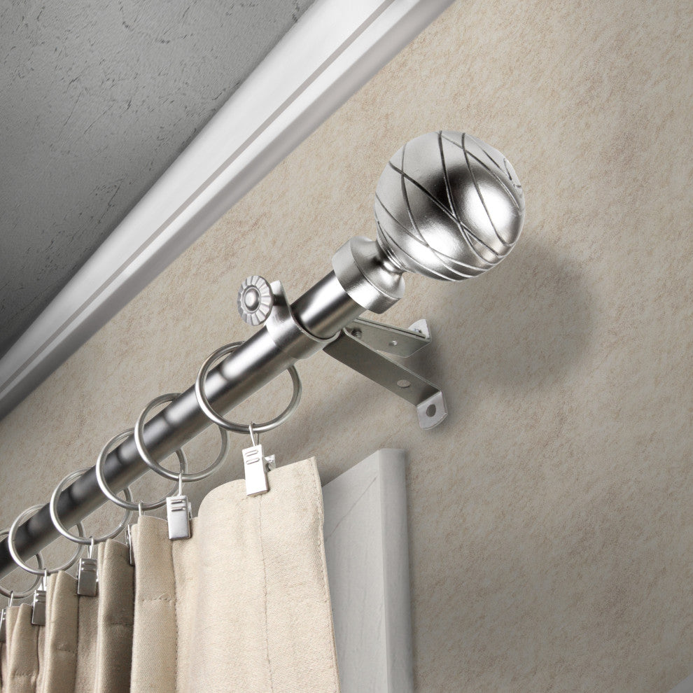 Arman Curtain Rod, Satin Nickel, 18-28"