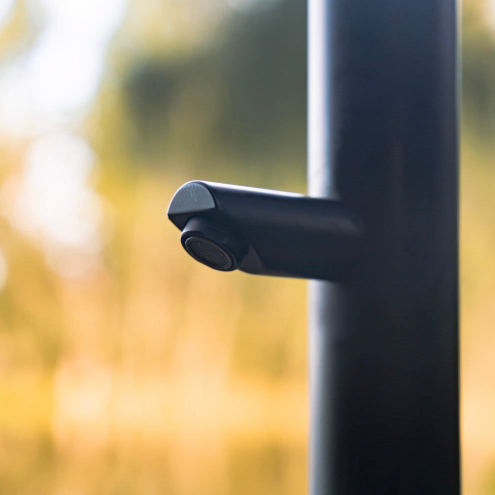 PULSAR 03 Outdoor Shower 316 Stainless Steel with Foot Wash, Matte Black