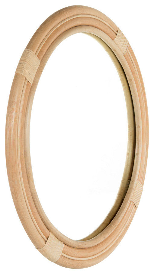 Nautical Decorative Wall Mirror, Rattan, Natural-Brown