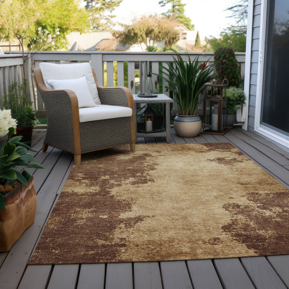Machine Washable Indoor/Outdoor Chantille ACN1913 Mocha 3' x 5' Rug