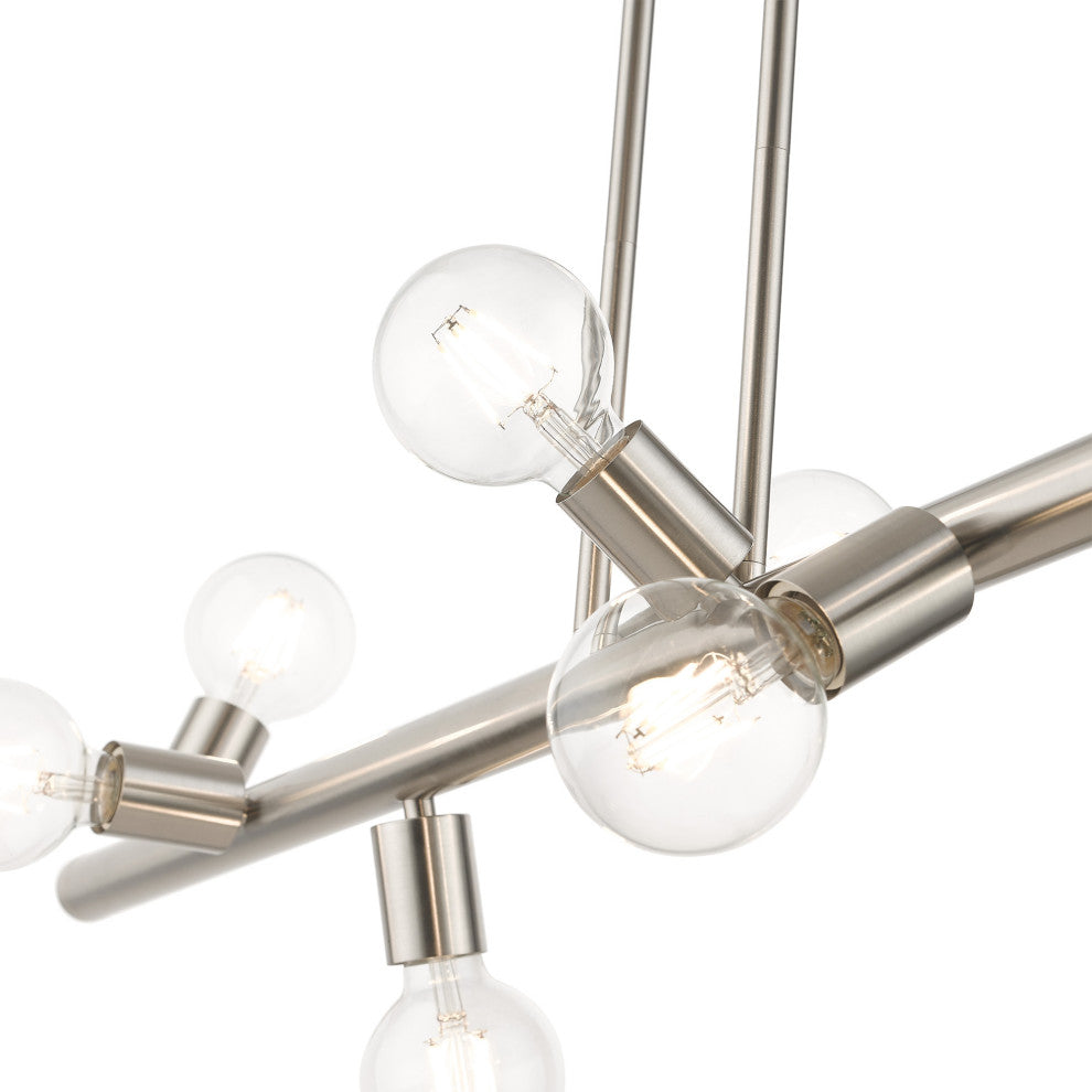 Livex Lighting Bannister 8-Light Brushed Nickel Large Chandelier