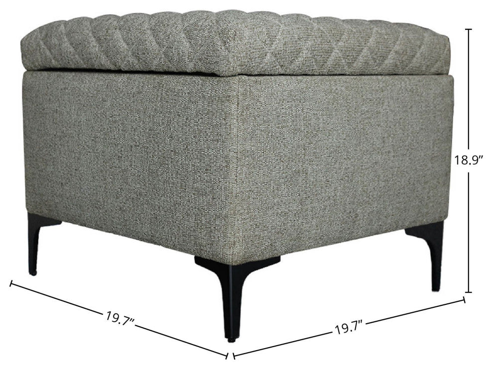 Reece Upholstered Storage Ottoman, Tan