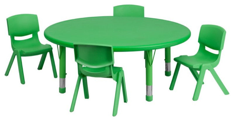 45'' Round Green Plastic Height Adjustable Activity Table Set