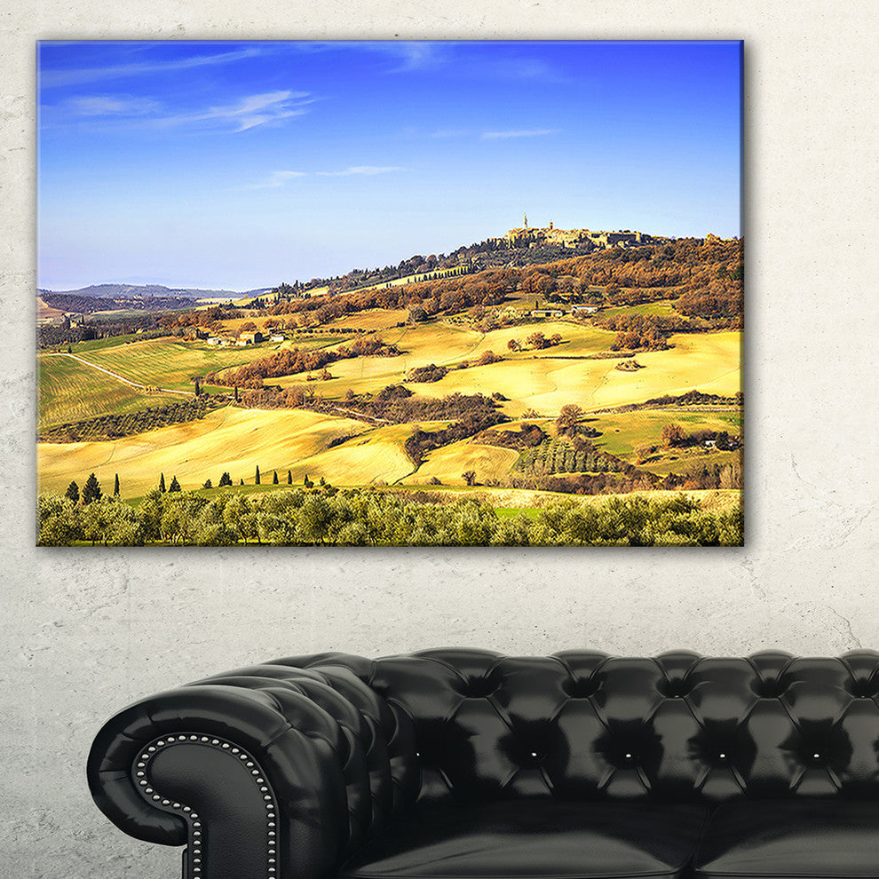 "Pienza Medieval Village Italy" Landscape Wall Art Print, 1 Panel, 60"x28"
