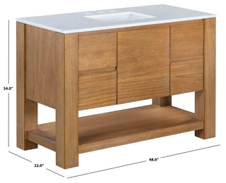 Safavieh Couture Bertino Vanity, Light Oak/White, 48In