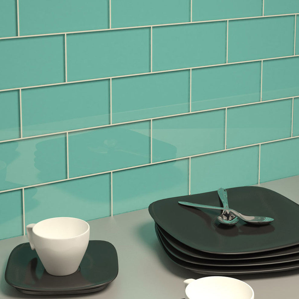 Glass Subway Tile, Teal, Sample Swatch