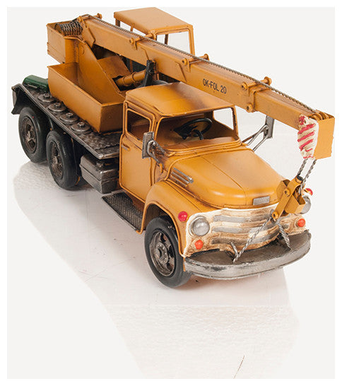 Metal Handmade Crane Truck Model, Collectible Metal Scale Model Truck