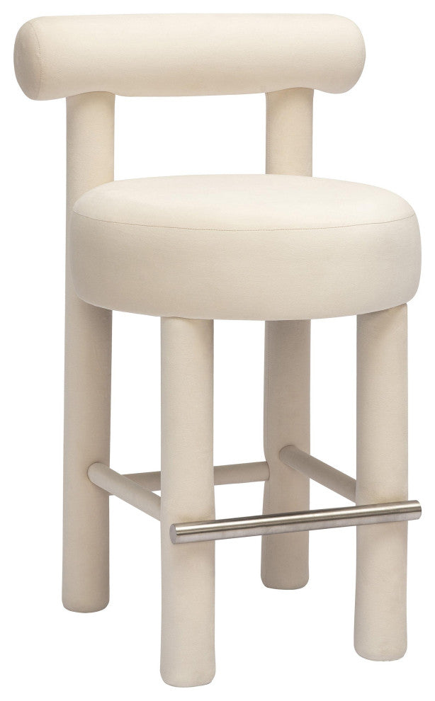 Carmel Cream Velvet Counter Stool Cream