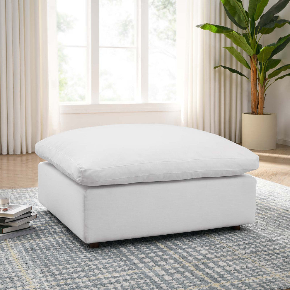 Ottoman Accent Chair, White, Fabric, Modern, Lounge Cafe Hotel Hospitality