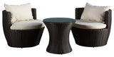 Kyoto Outdoor 3-Piece Brown Wicker Chat Set