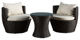 Kyoto Outdoor 3-Piece Brown Wicker Chat Set