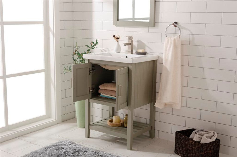 Legion Furniture Colby Single-Sink Vanity, White-Gray, 24"