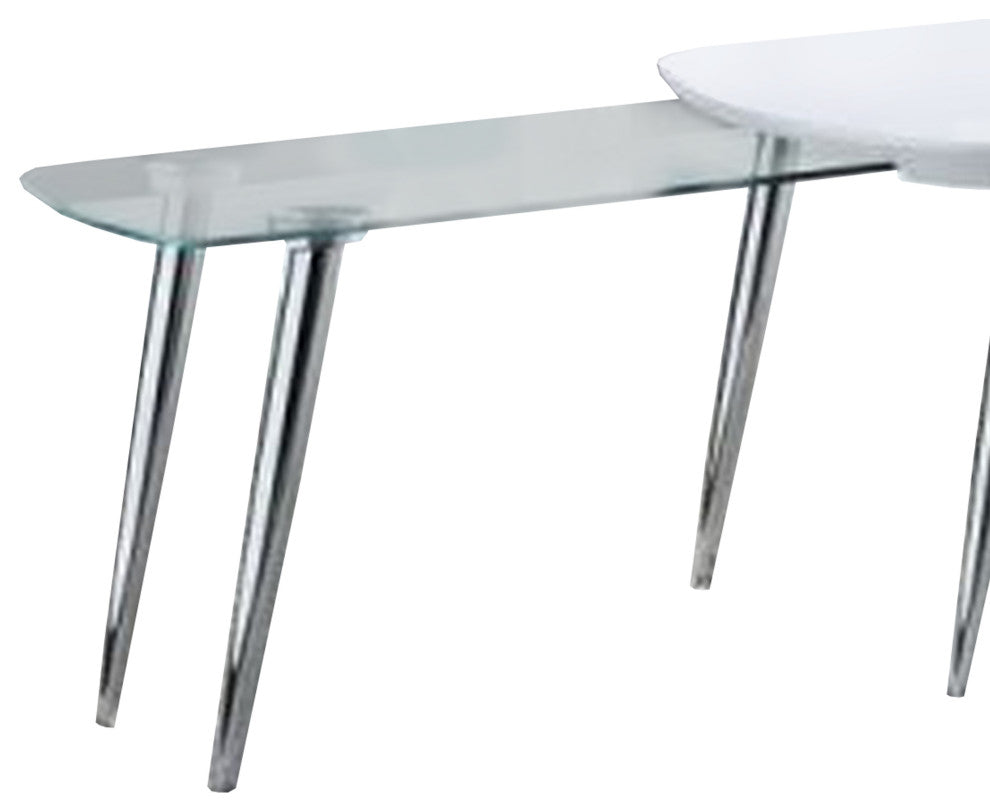 Benzara BM266440 Coffee Table With Pull Out Tabletop, White and Silver