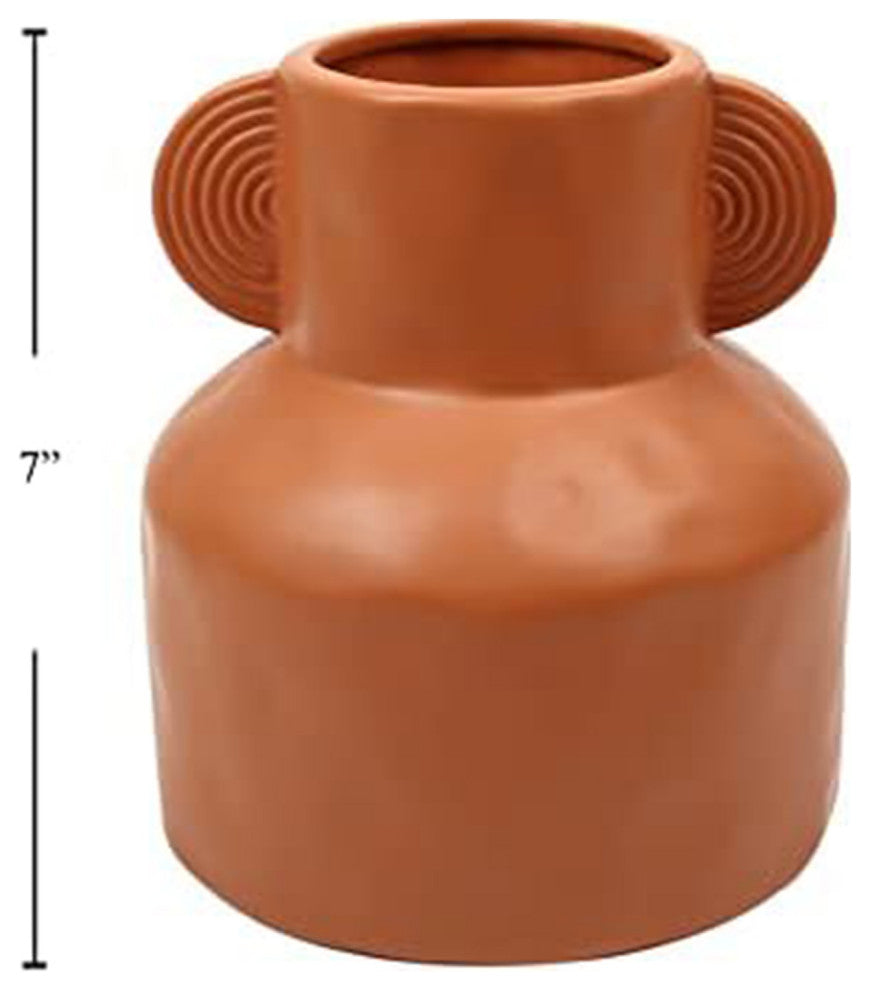 Ceramic Flower & Plant Vase, 6.10"L x 6.69"H x 6.10"W, Burnt Orange