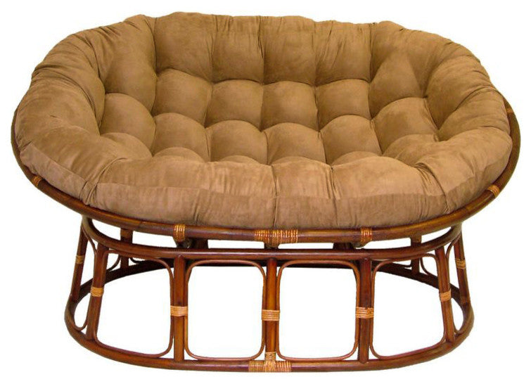 65"x48" Solid Micro Suede Double Papasan Cushion, Camel