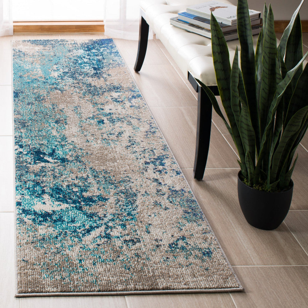 Safavieh Madison Mad440M Organic and Abstract Rug, Blue and Gray, 8'0"x8'0" Round