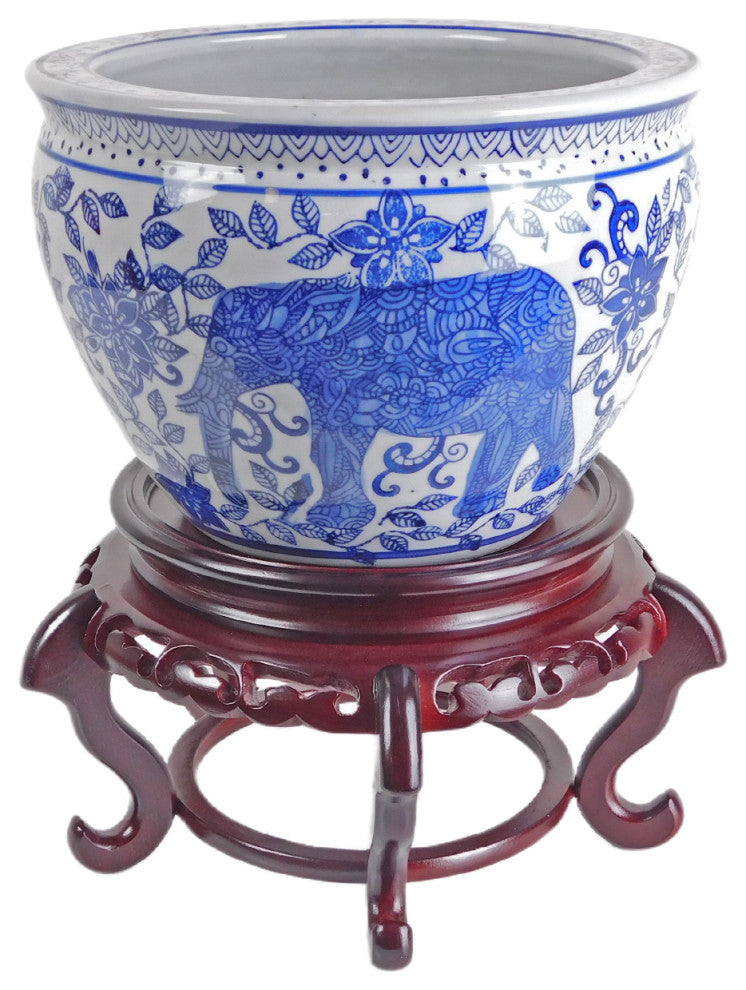 Mahogany Finish Chinese Porcelain Bowl Stand, 4"x4"