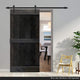 Stained Solid Pine Wood Sliding Barn Door, Charcoal Black, 36"x84", Mid-Bar