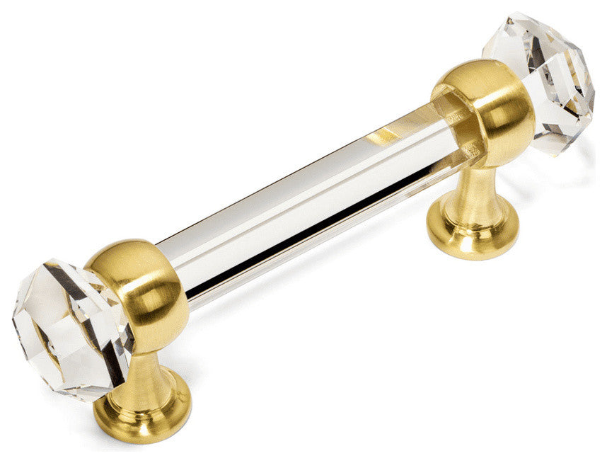 Cosmas 6393BB-C Brushed Brass with Clear Glass Cabinet Pull