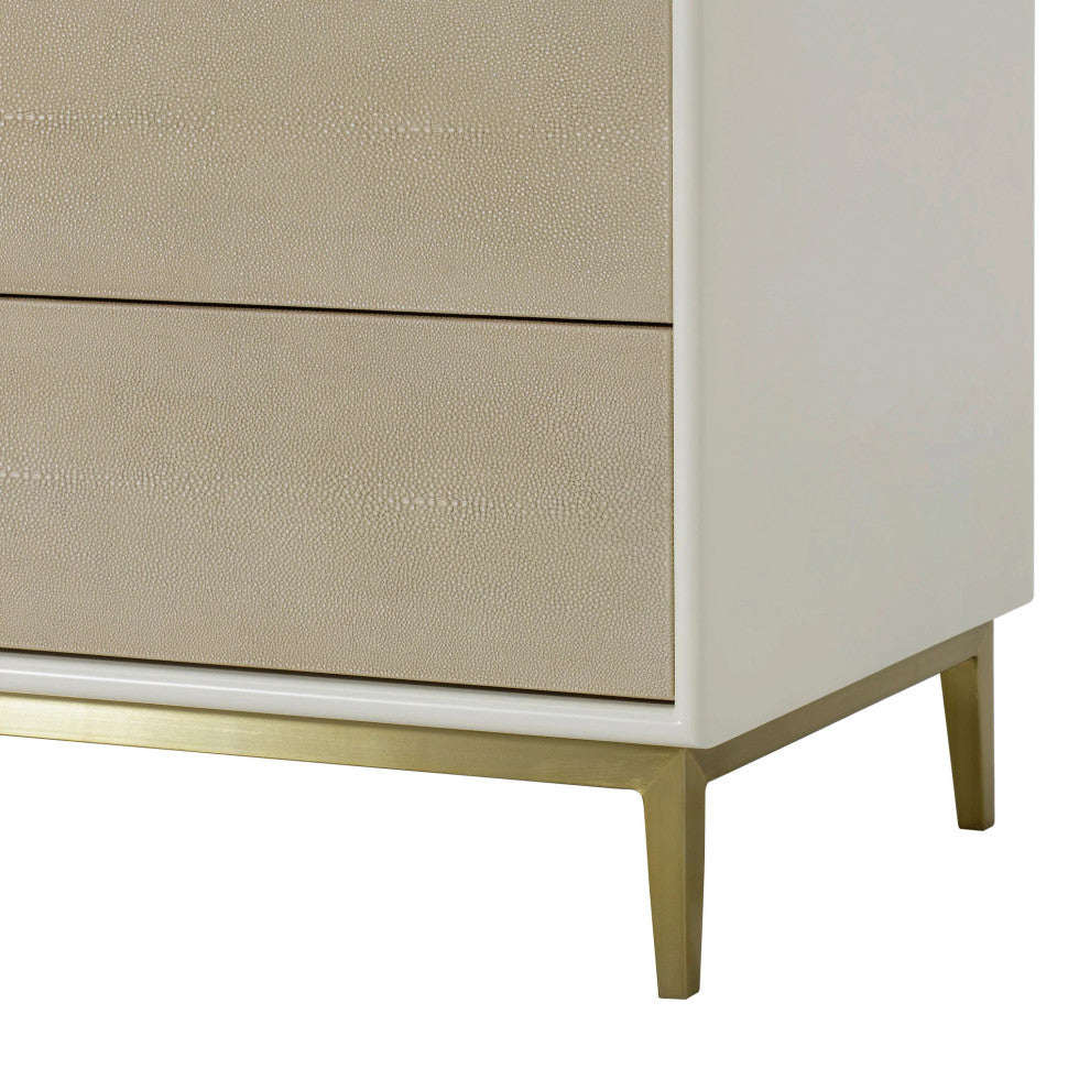 Sonder Living Alice Nightstand 3 Drawer | Emboss Faux Shagreen