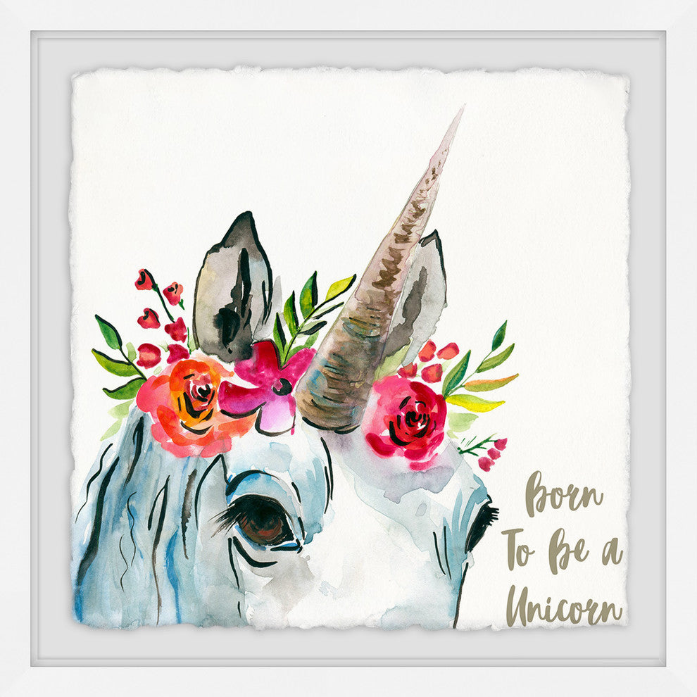 "Born Unicorn" Framed Painting Print, 18"x18"