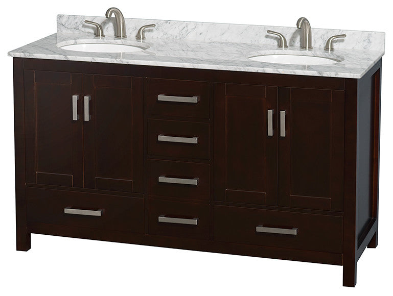 Wyndham WCS141460DESCMUNOMED Espresso 60 Inch Double Bathroom Vanity