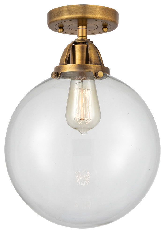 Beacon Semi-Flush Mount, Brushed Brass, Clear, Clear