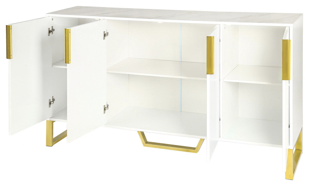 TATEUS 60"Modern dining Buffets sideboard Kitchen Cabinet, White
