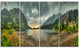 "Mountain Chalet At Sunset Panorama" Landscape Wall Art, 4 Panels, 48"x28"