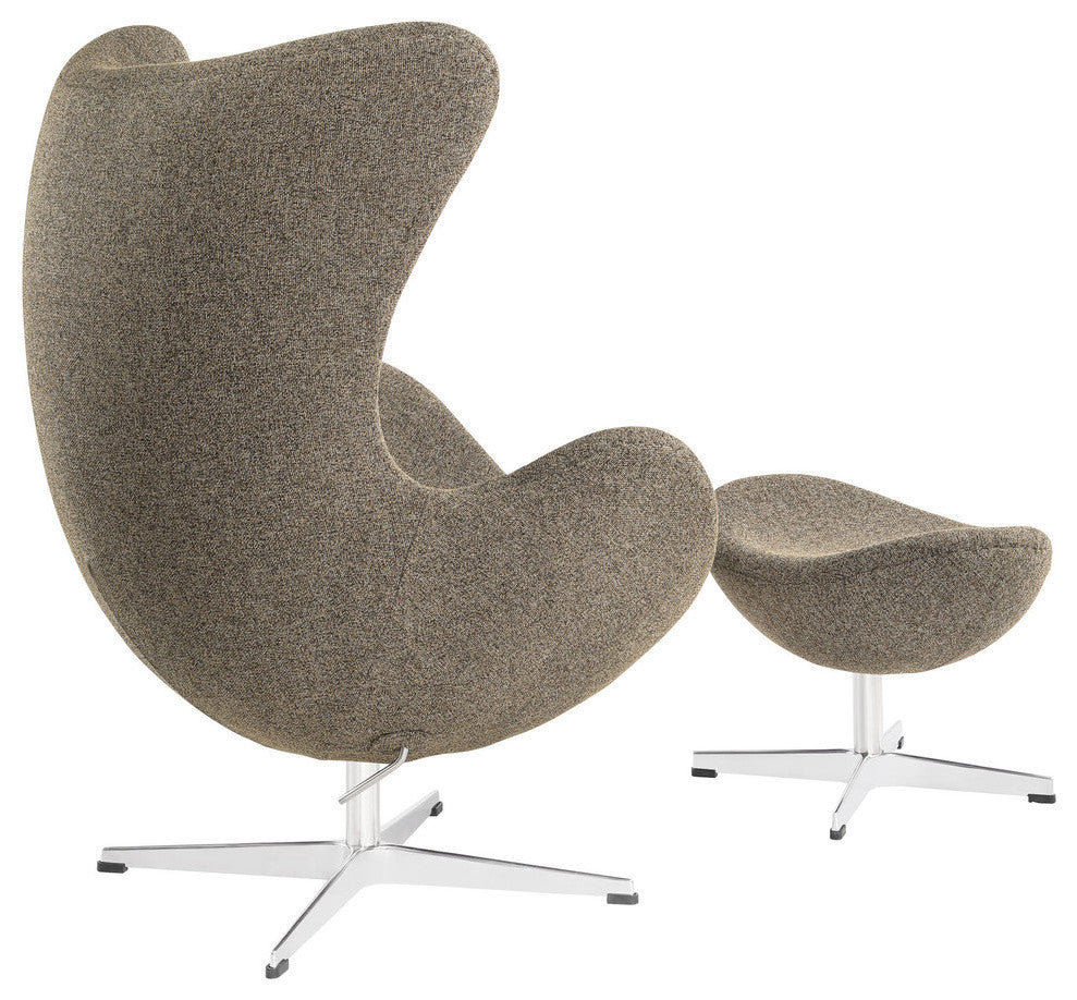 Modern Contemporary Living Room Lounge Chair and Ottoman Set Oatmeal