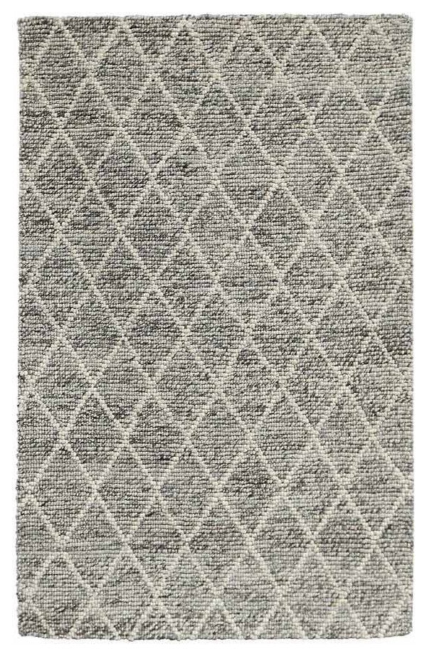 Classic Home Diamond Looped Wool Gray 8x10 Rug