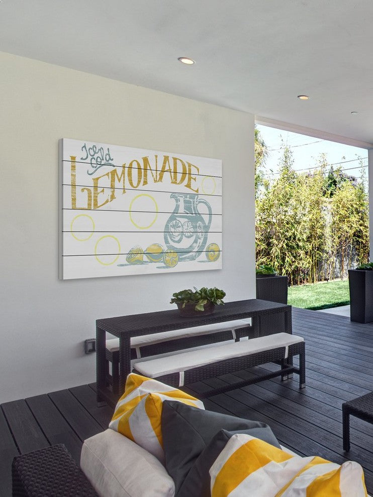 "Ice Cold Lemonade II" Painting Print on White Wood, 24"x16"