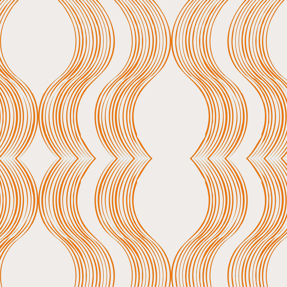 Wave Peel and Stick Vinyl Wallpaper, Orange, 24" X 60"