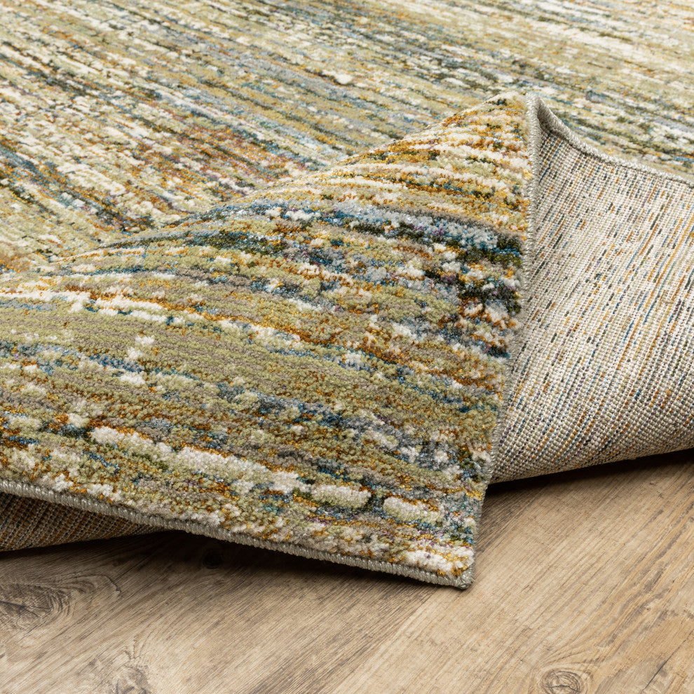 Aegina Soft Stripes Gold/Green Area Rug, 7'10"x10'10"