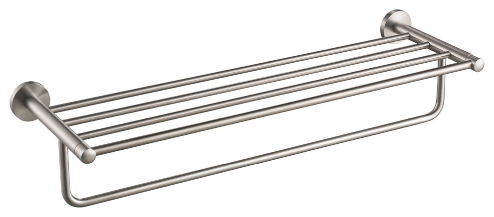 Elie Bathroom Shelf with Towel Bar, Brushed Nickel