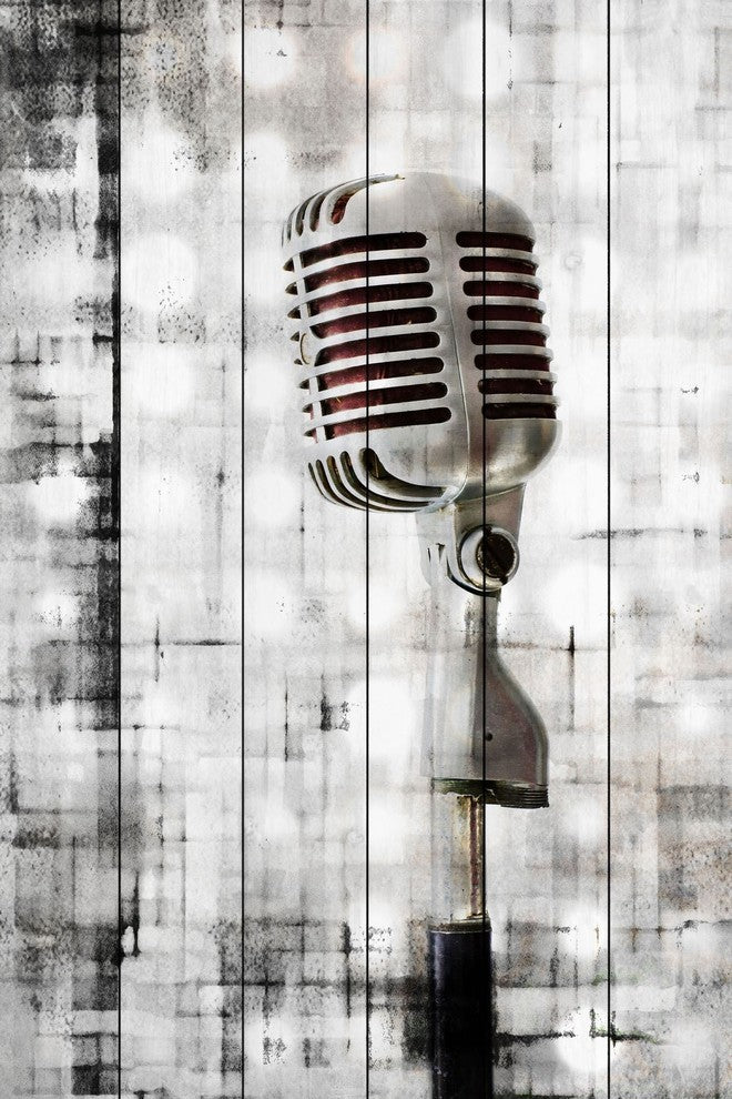 "Mic" Painting Print on White Wood, 30"x45"