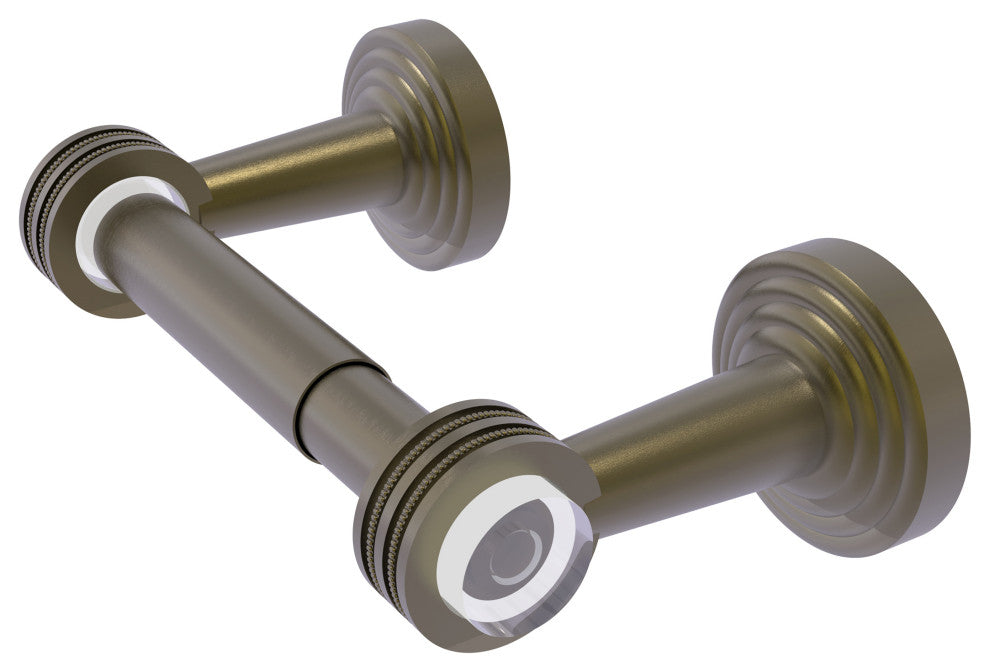 Pacific Beach Two Post Dotted Accent Toilet Tissue Holder, Antique Brass