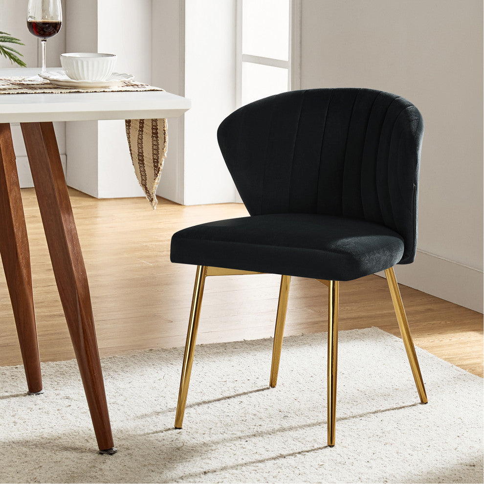 Luna Contemporary Side Chair With Tufted Back, Black