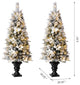 Set of Two Pre-Lit Pine Artificial Christmas Porch Tree, 5ft